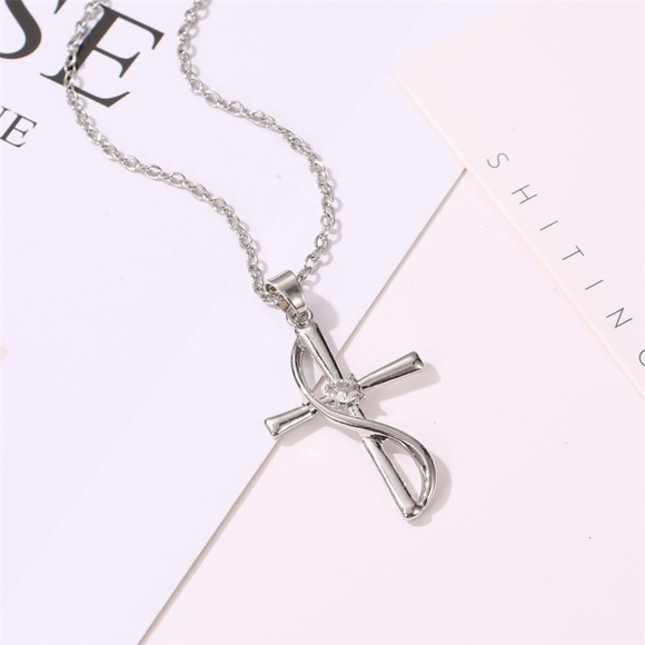 Silver Cross Necklace & Earrings Set - Picture 9 of 11